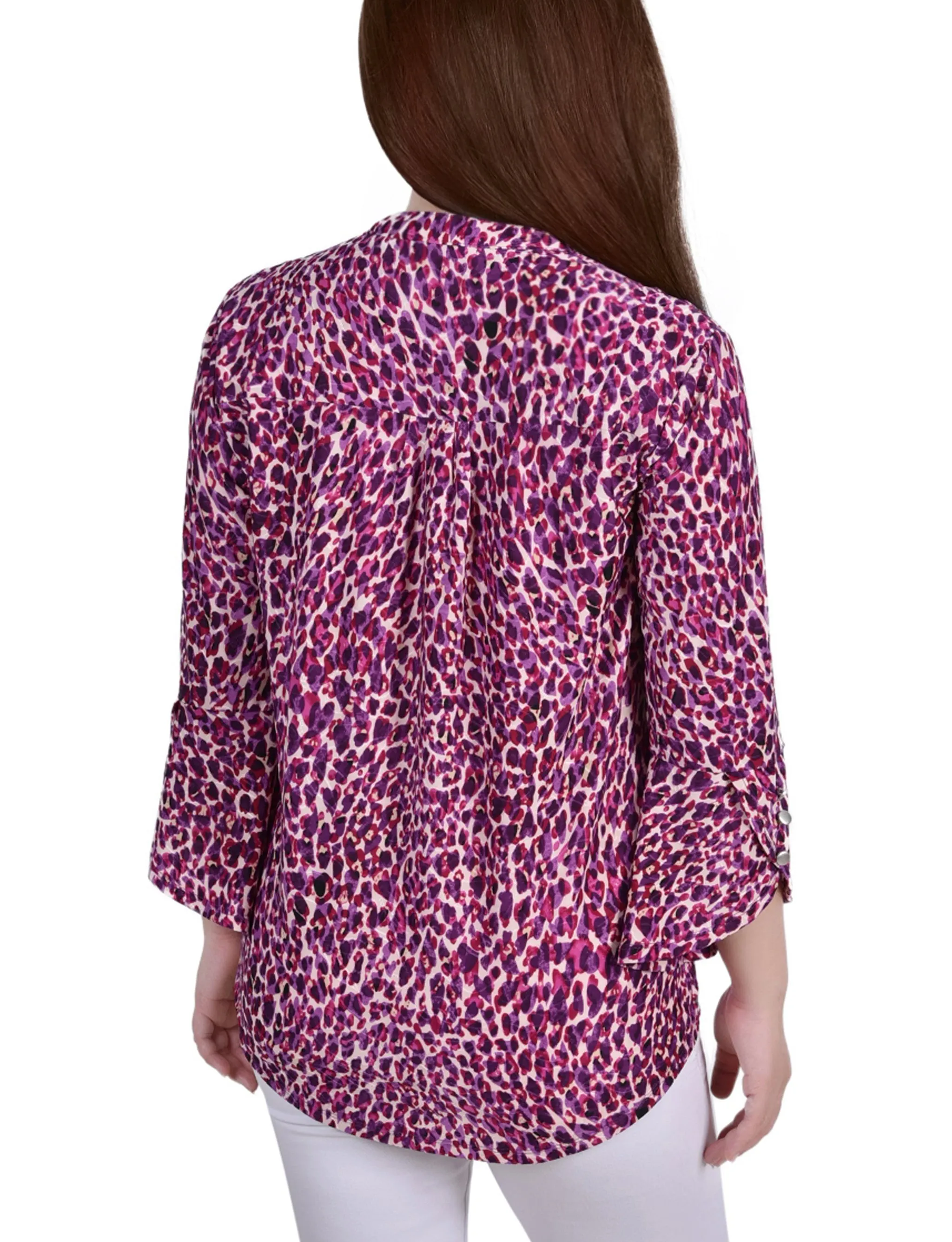 3/4 Sleeve Overlapped Bell Sleeve Y Neck Top