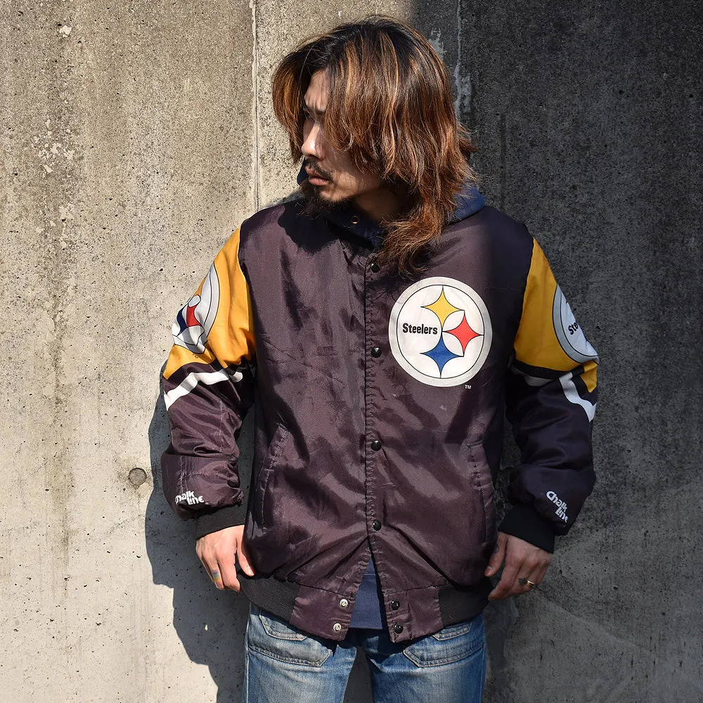 80's　Chalk Line “NFL Pittsburgh Steelers” ナイロン アワードジャケット　USA製　230401H