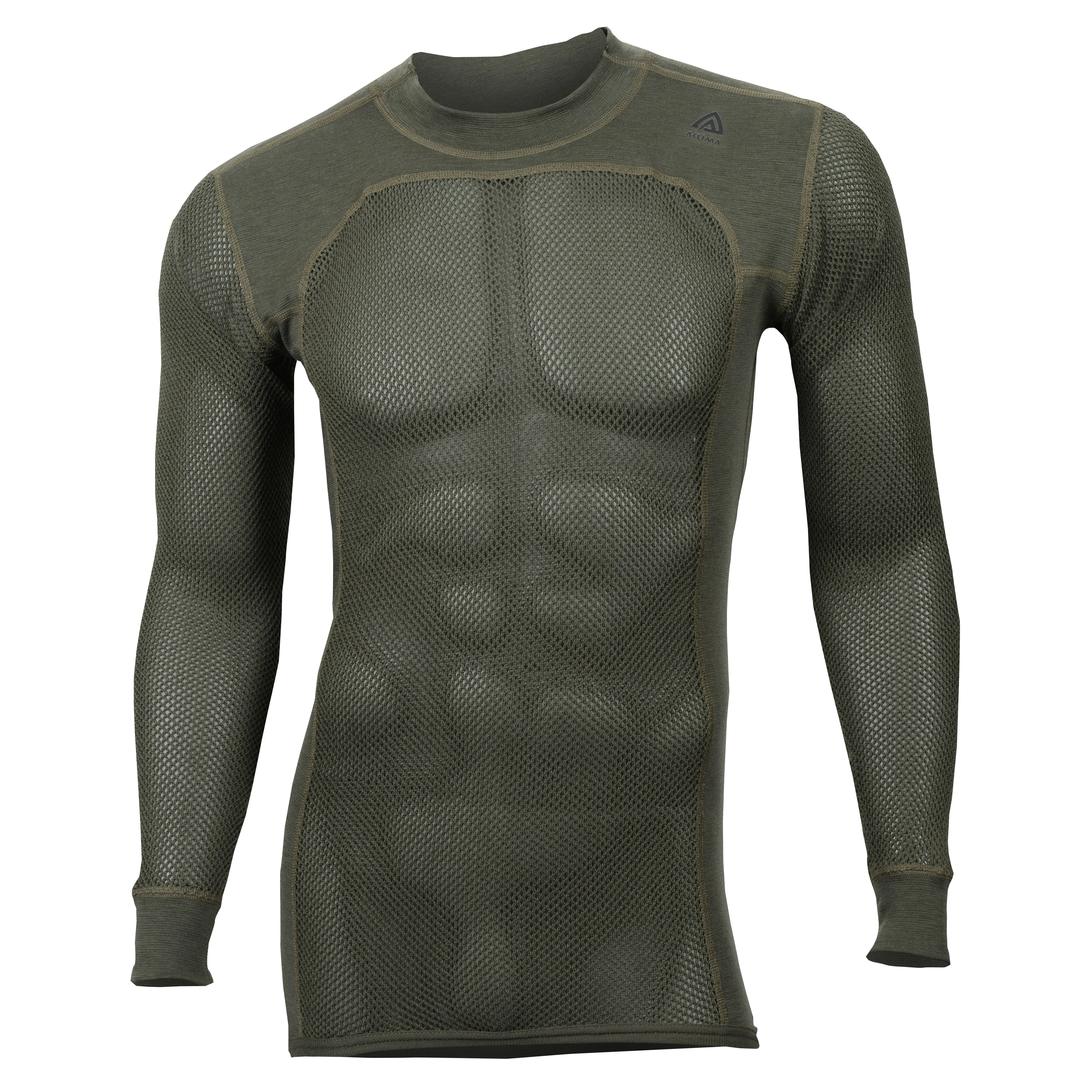 Aclima Men&#x27;s WoolNet Crewneck Olive Night | Buy Aclima Men&#x27;s WoolNet Crewneck Olive Night here | Outnorth