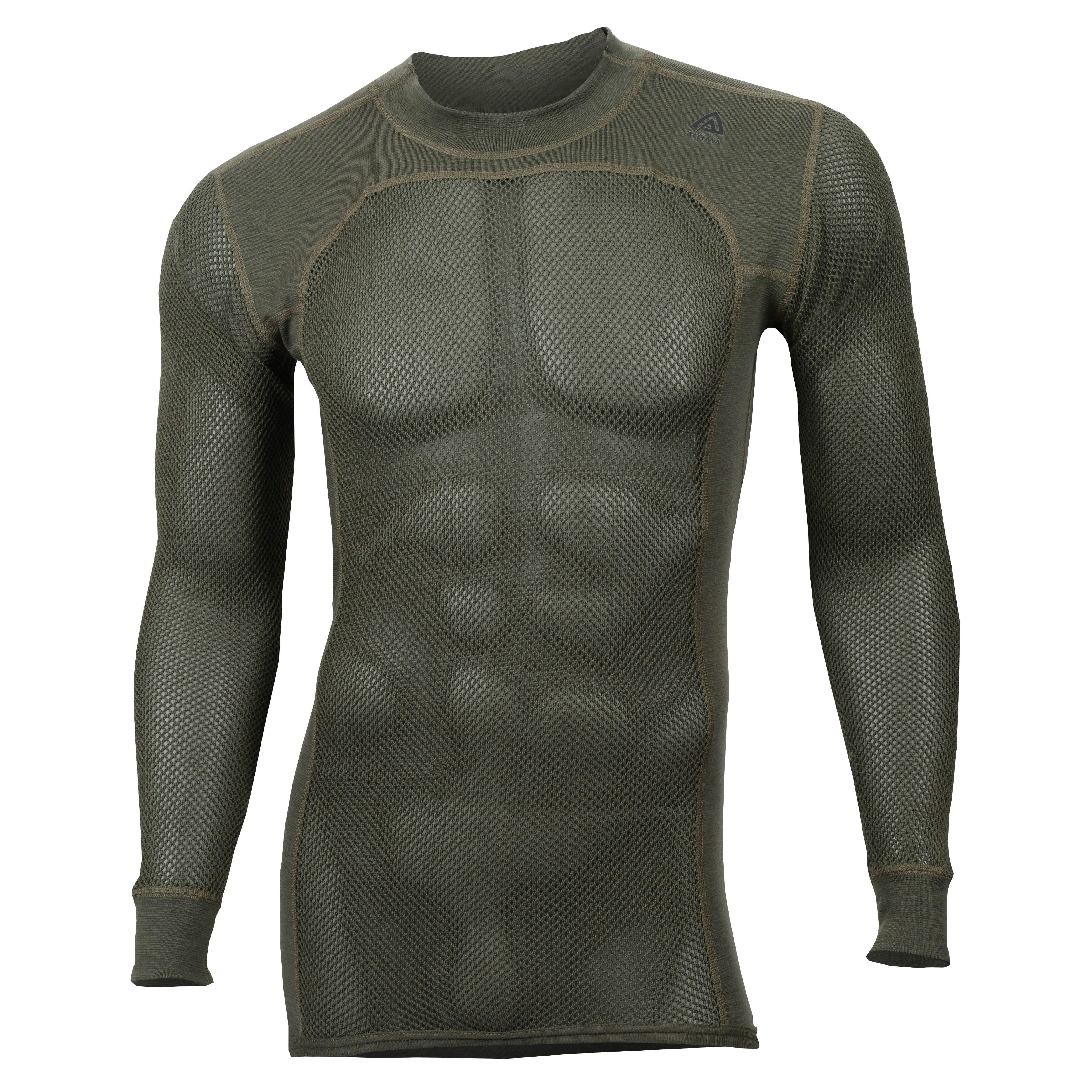 Aclima Men&#x27;s WoolNet Crewneck Olive Night | Buy Aclima Men&#x27;s WoolNet Crewneck Olive Night here | Outnorth