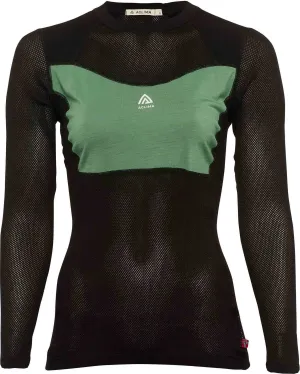 Aclima Women&#x27;s WoolNet Light Crewneck Jet Black/Dark Ivy | Buy Aclima Women&#x27;s WoolNet Light Crewneck Jet Black/Dark Ivy here | Outnorth