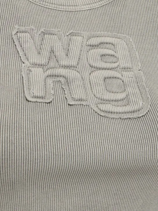 Alexander Wang   Distressed ribbed cotton crop t-shirt 