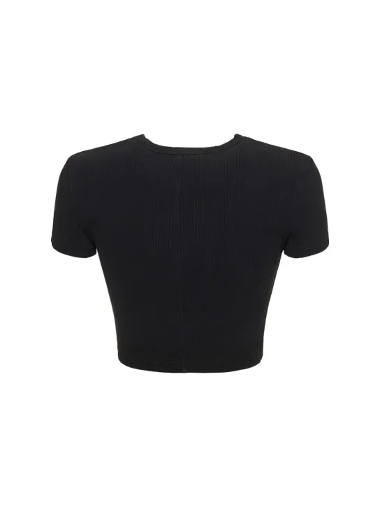 Alexander Wang   Distressed ribbed cotton crop t-shirt 