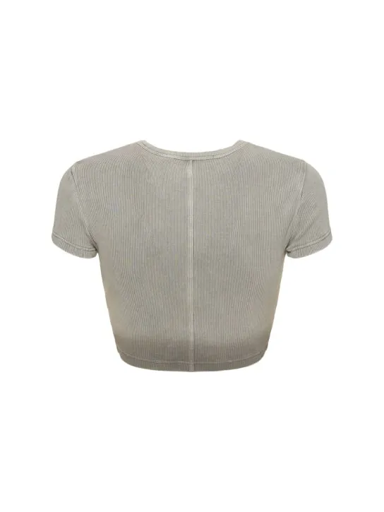 Alexander Wang   Distressed ribbed cotton crop t-shirt 