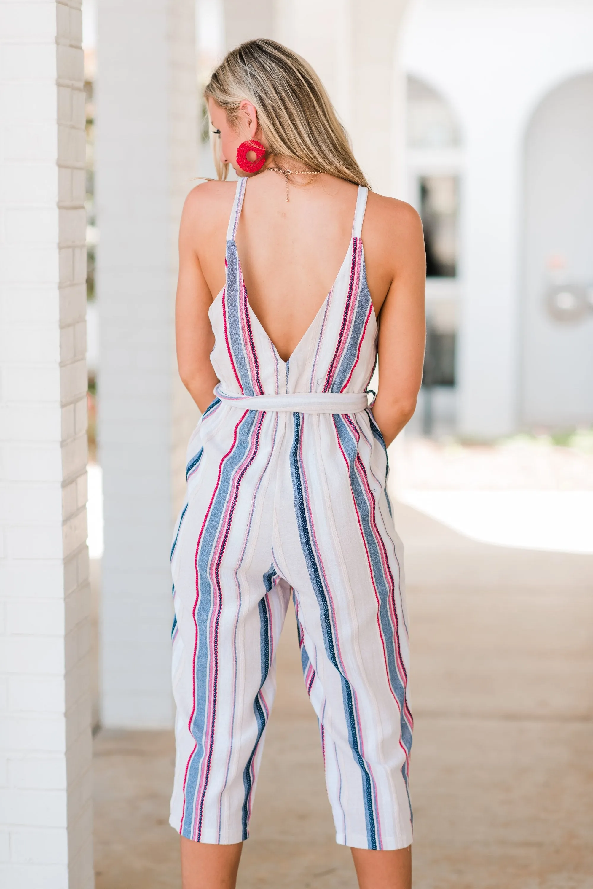 Always In Awe Crop Jumpsuit, Taupe-Navy