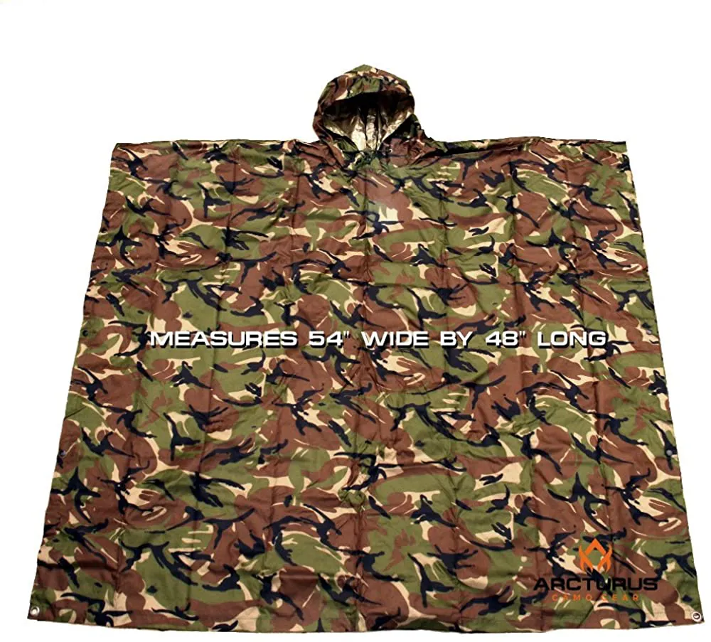 Arcturus Lightweight Ripstop Nylon Rain Poncho with Adjustable Hood