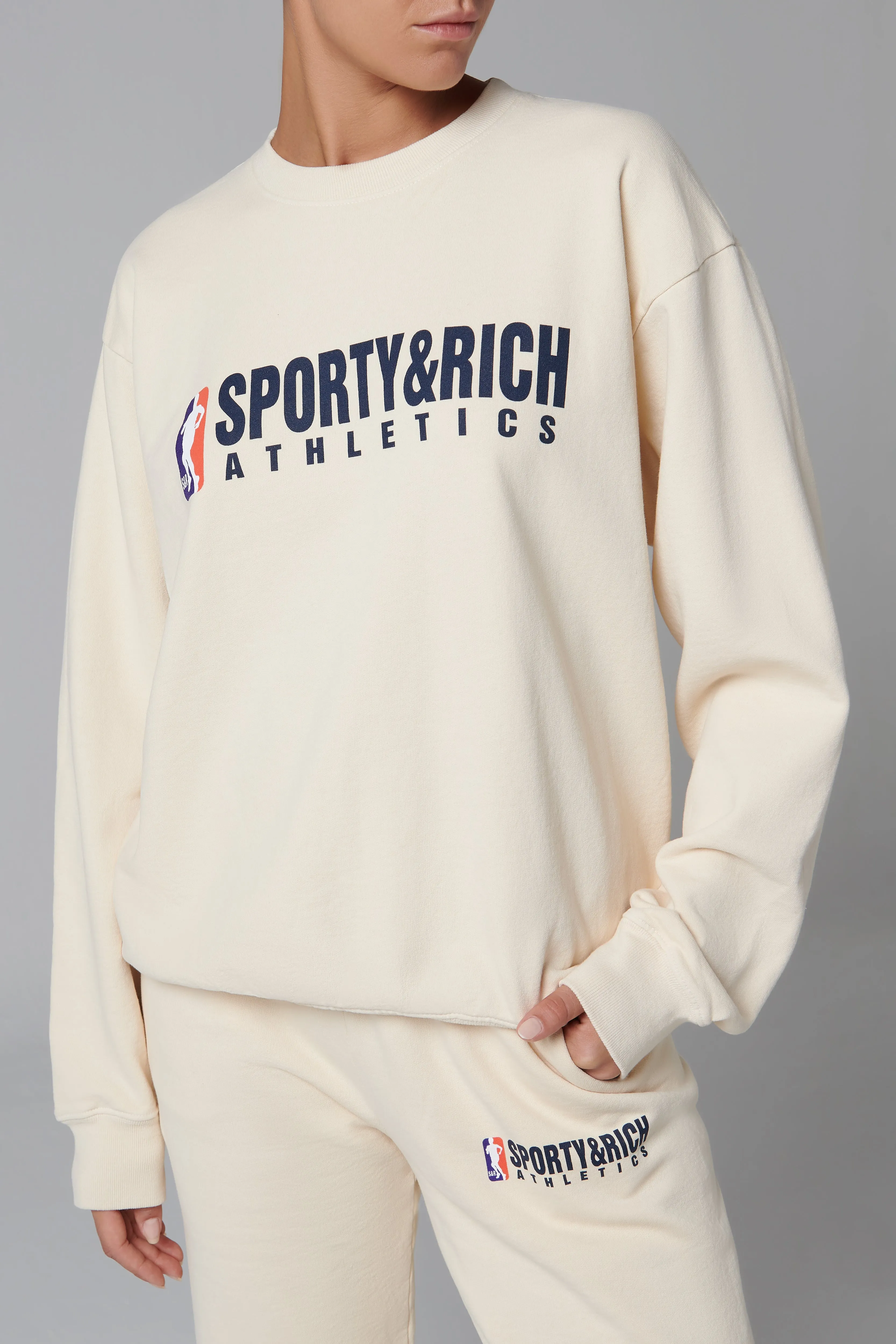 Beige Team Logo Crewneck Jumper
