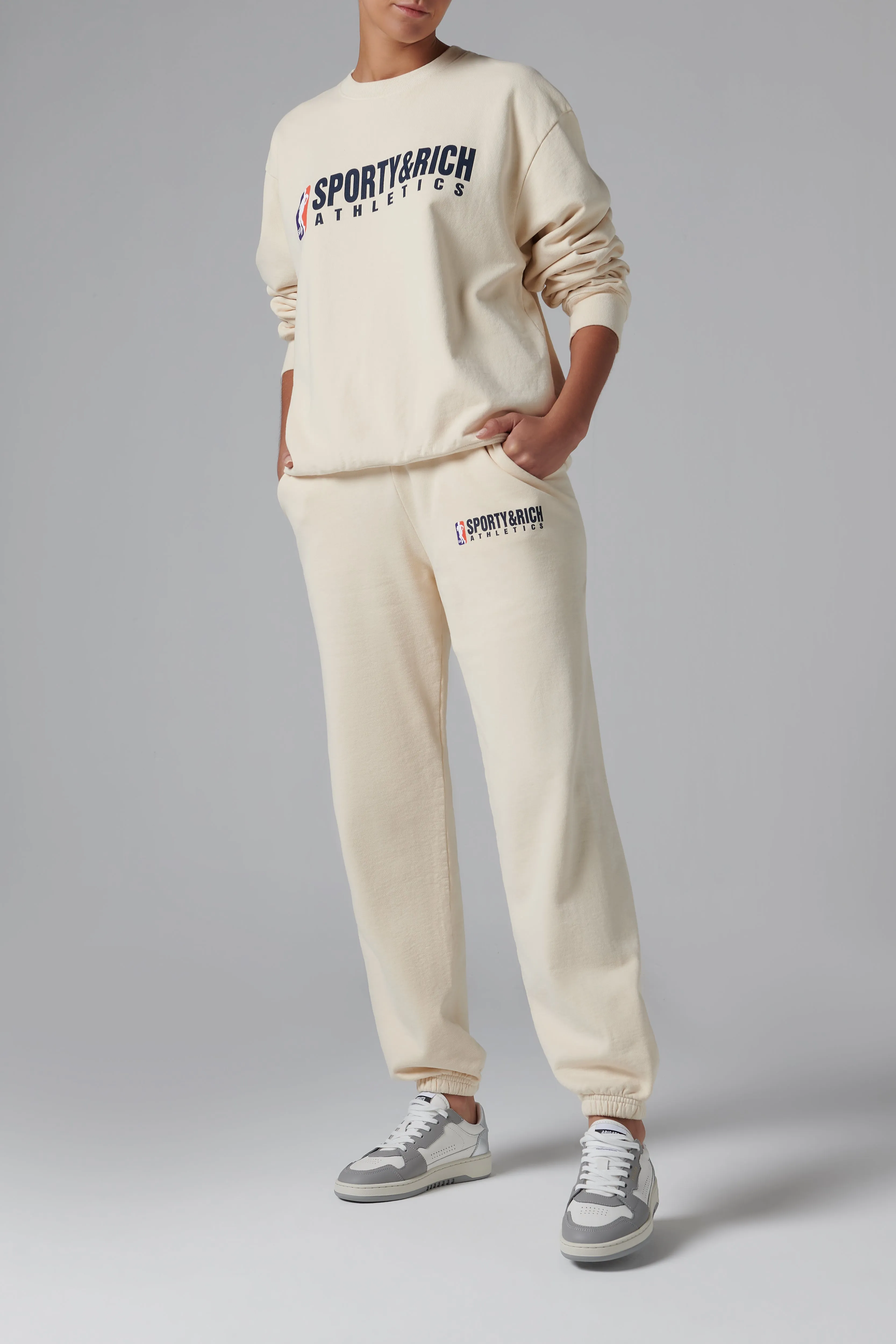 Beige Team Logo Crewneck Jumper