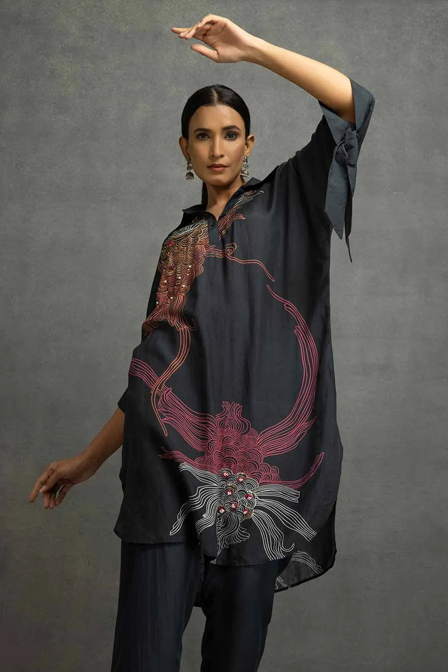 Black Embellished Tunic & Pant Set