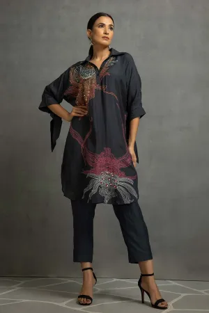 Black Embellished Tunic & Pant Set