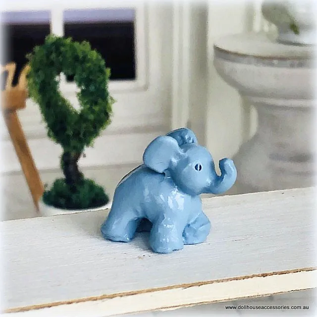 Blue Elephant Ornament - Miniature