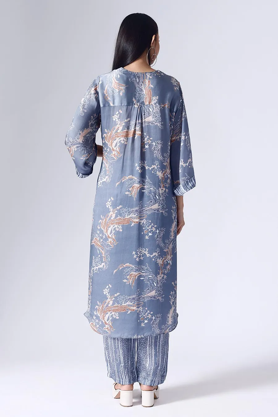 Blue Lotus Long Tunic & Pant Set