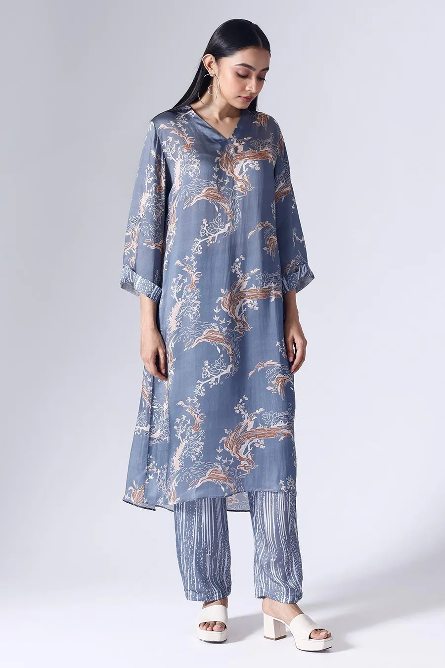 Blue Lotus Long Tunic & Pant Set