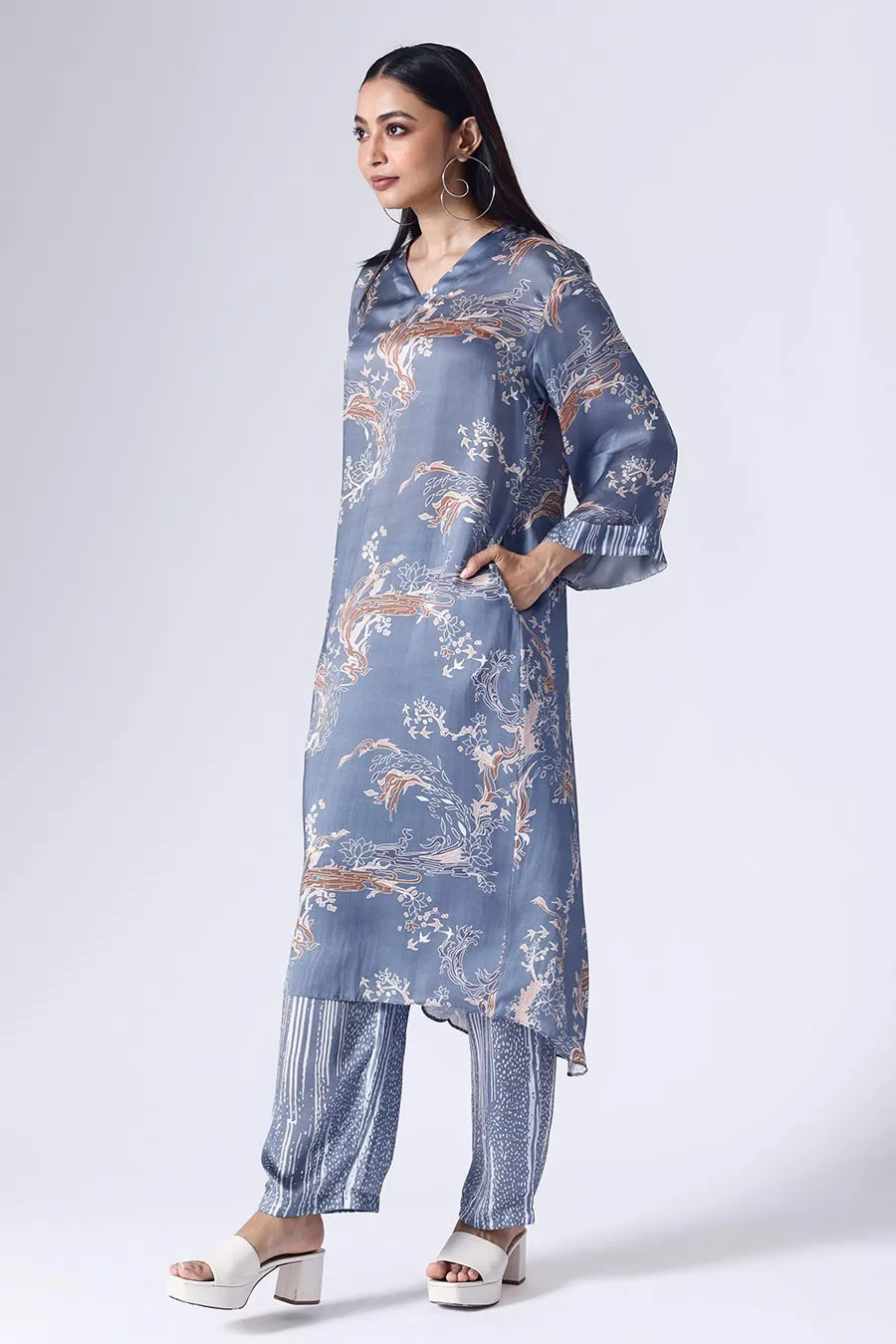 Blue Lotus Long Tunic & Pant Set