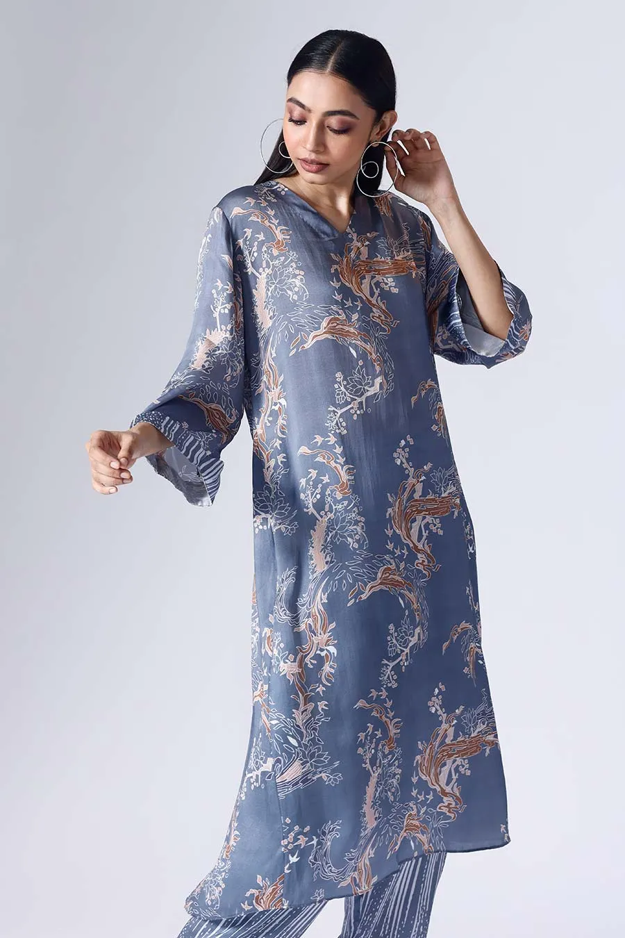 Blue Lotus Long Tunic & Pant Set