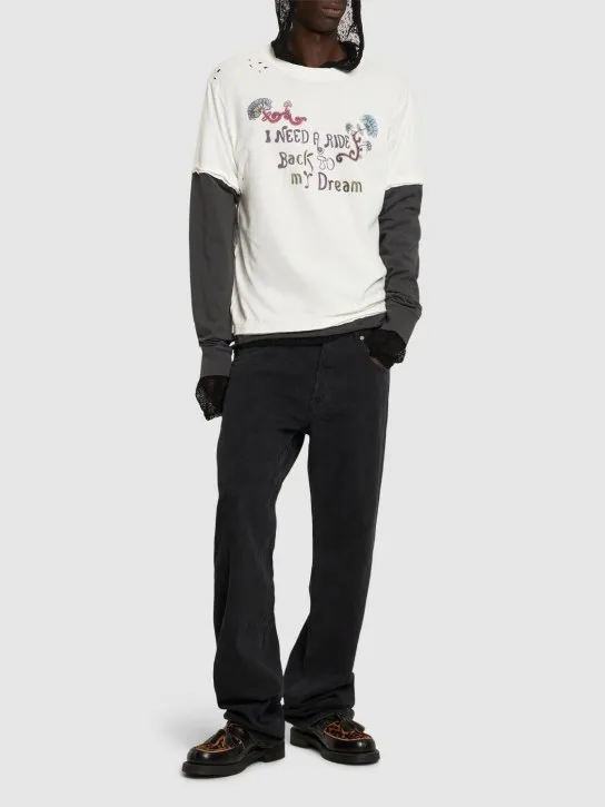 Bluemarble   Printed cotton jersey l/s t-shirt 