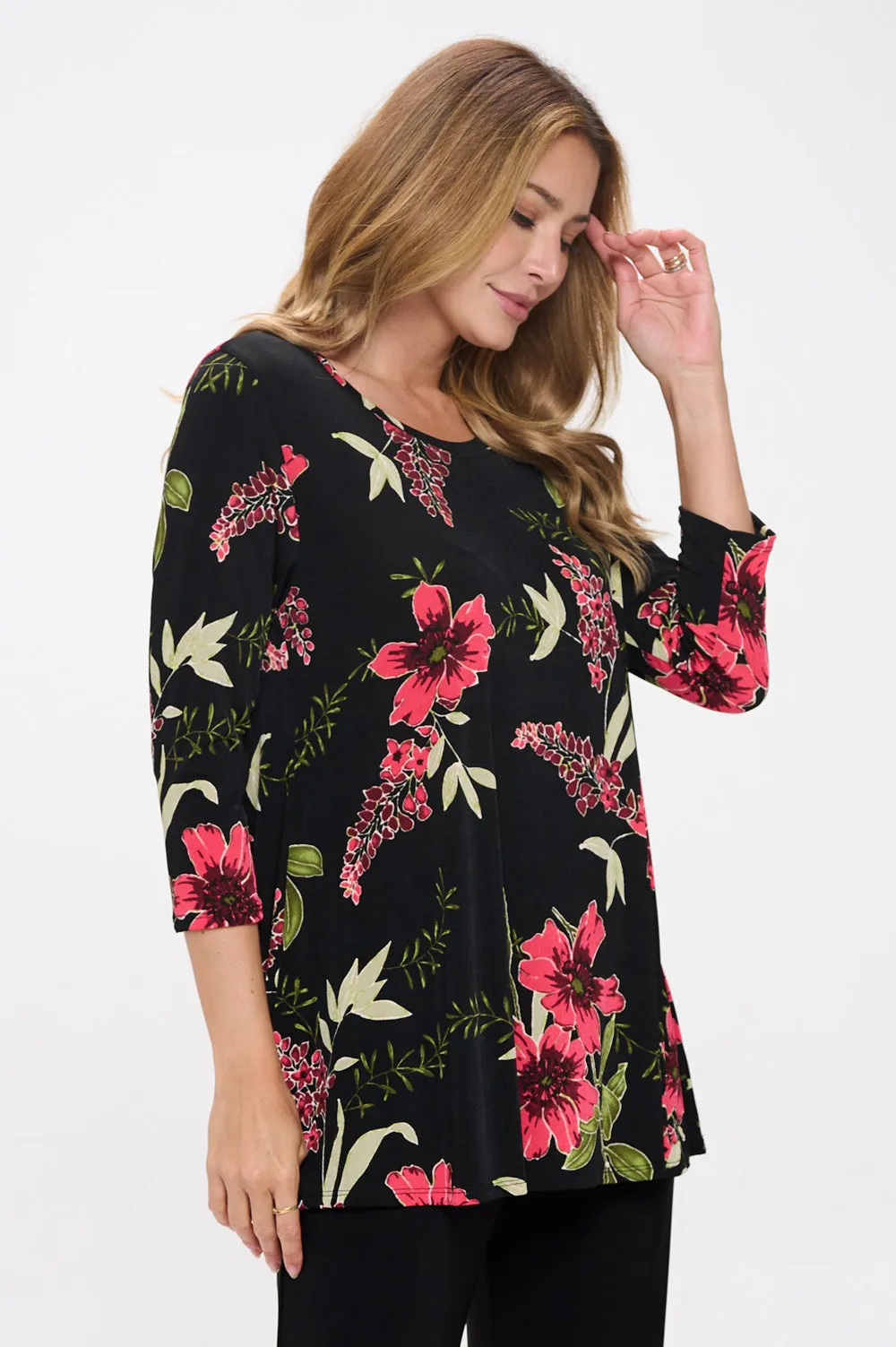 BNS Round Nk Band Tunic Top-3045BN-QRP1-W431