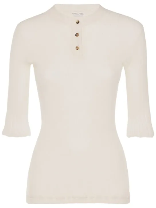 Bottega Veneta   Underpinning light ribbed cotton top 