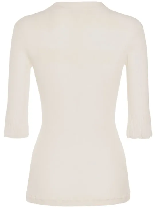 Bottega Veneta   Underpinning light ribbed cotton top 