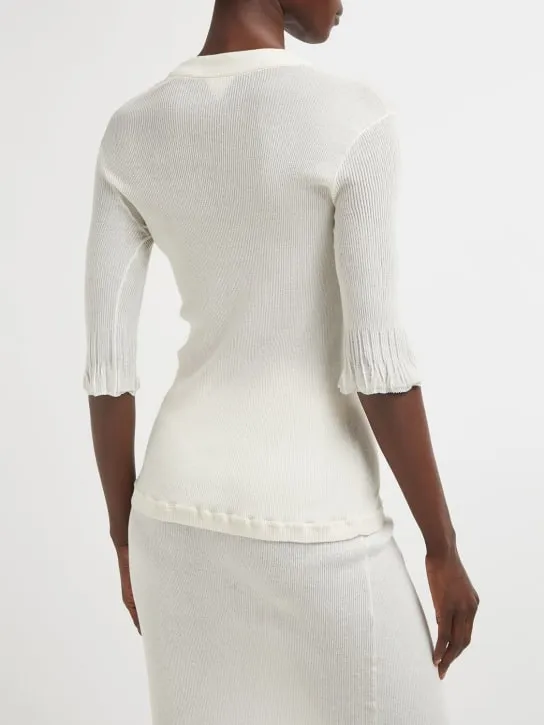Bottega Veneta   Underpinning light ribbed cotton top 