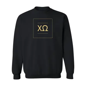 Chi Omega Greek Letter Block Crewneck Sweatshirt - Black