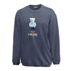 Chi Phi Navy Sandwash Bear Crewneck