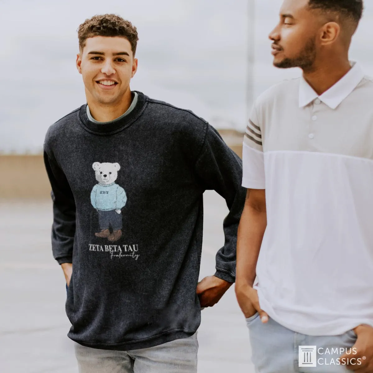Chi Phi Navy Sandwash Bear Crewneck