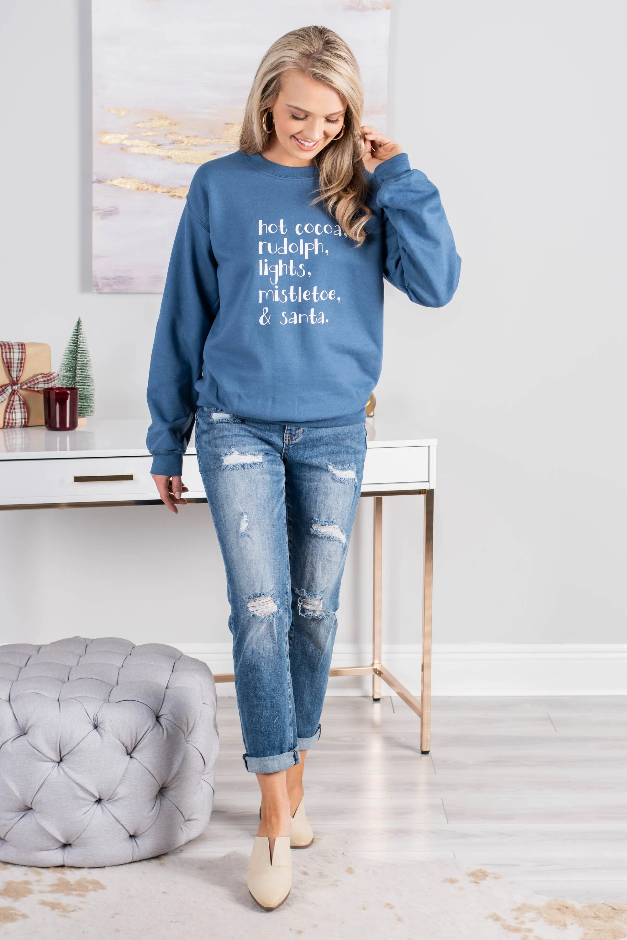 Christmas Magic Indigo Blue Graphic Sweatshirt
