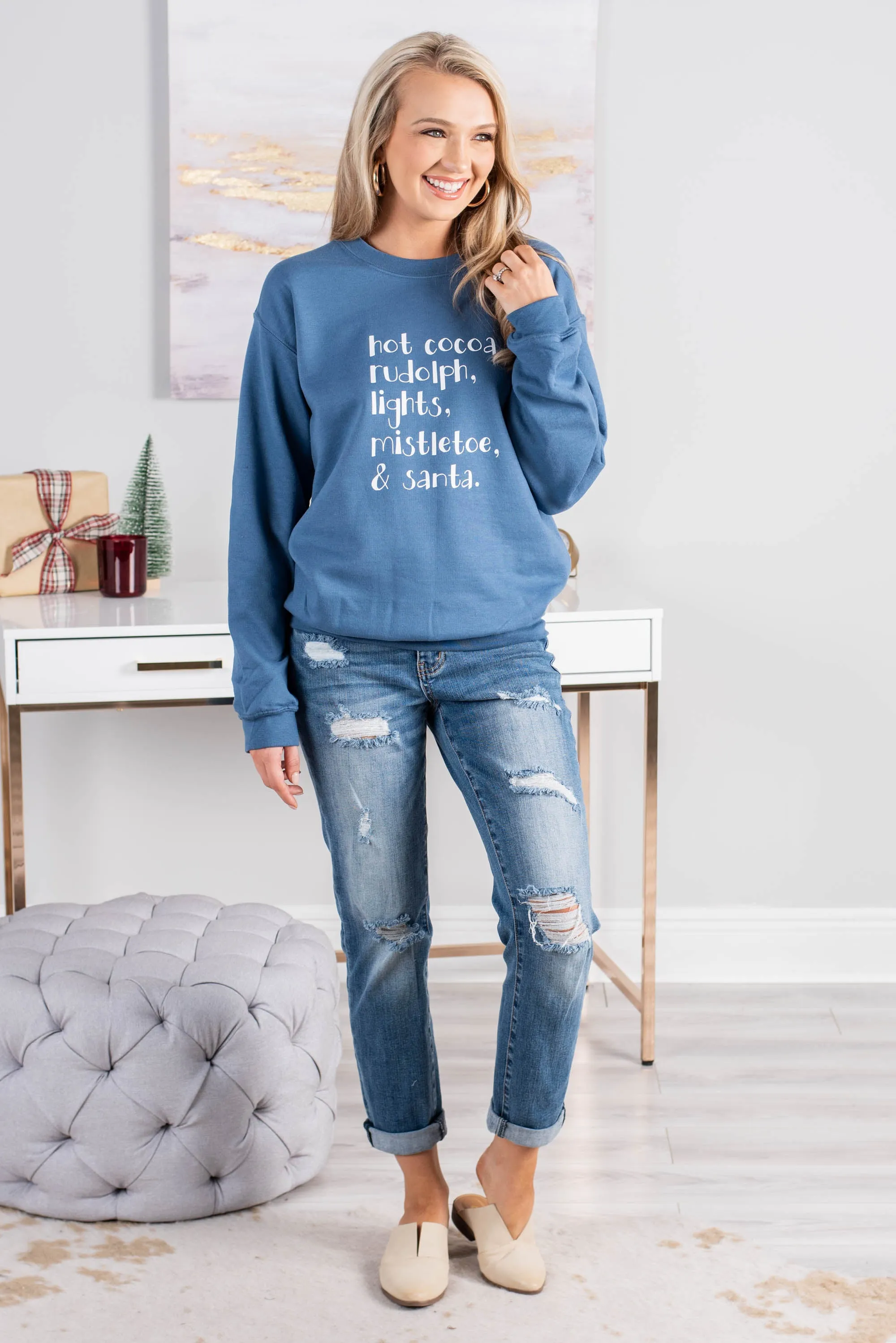 Christmas Magic Indigo Blue Graphic Sweatshirt
