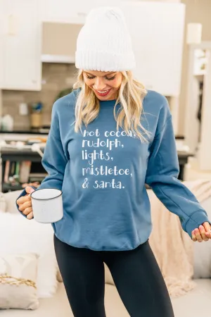 Christmas Magic Indigo Blue Graphic Sweatshirt