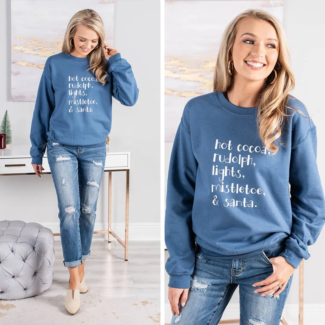 Christmas Magic Indigo Blue Graphic Sweatshirt