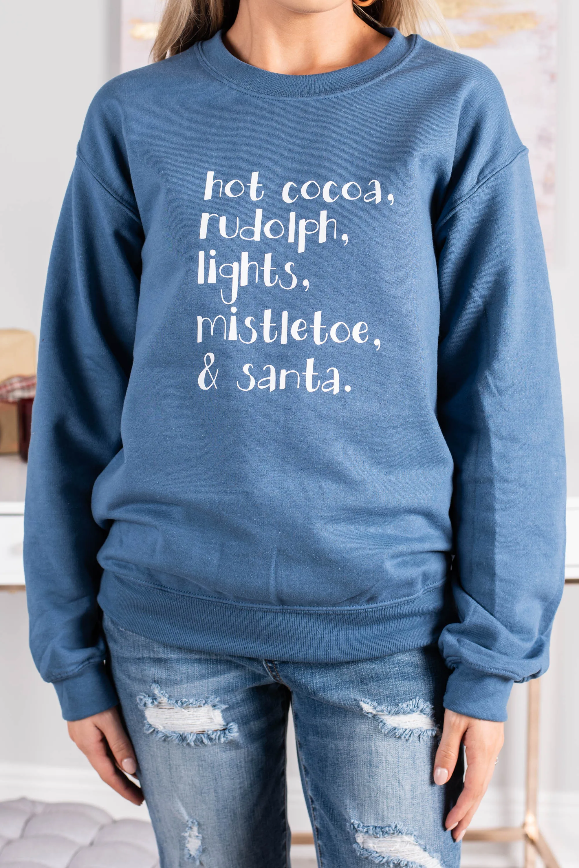 Christmas Magic Indigo Blue Graphic Sweatshirt