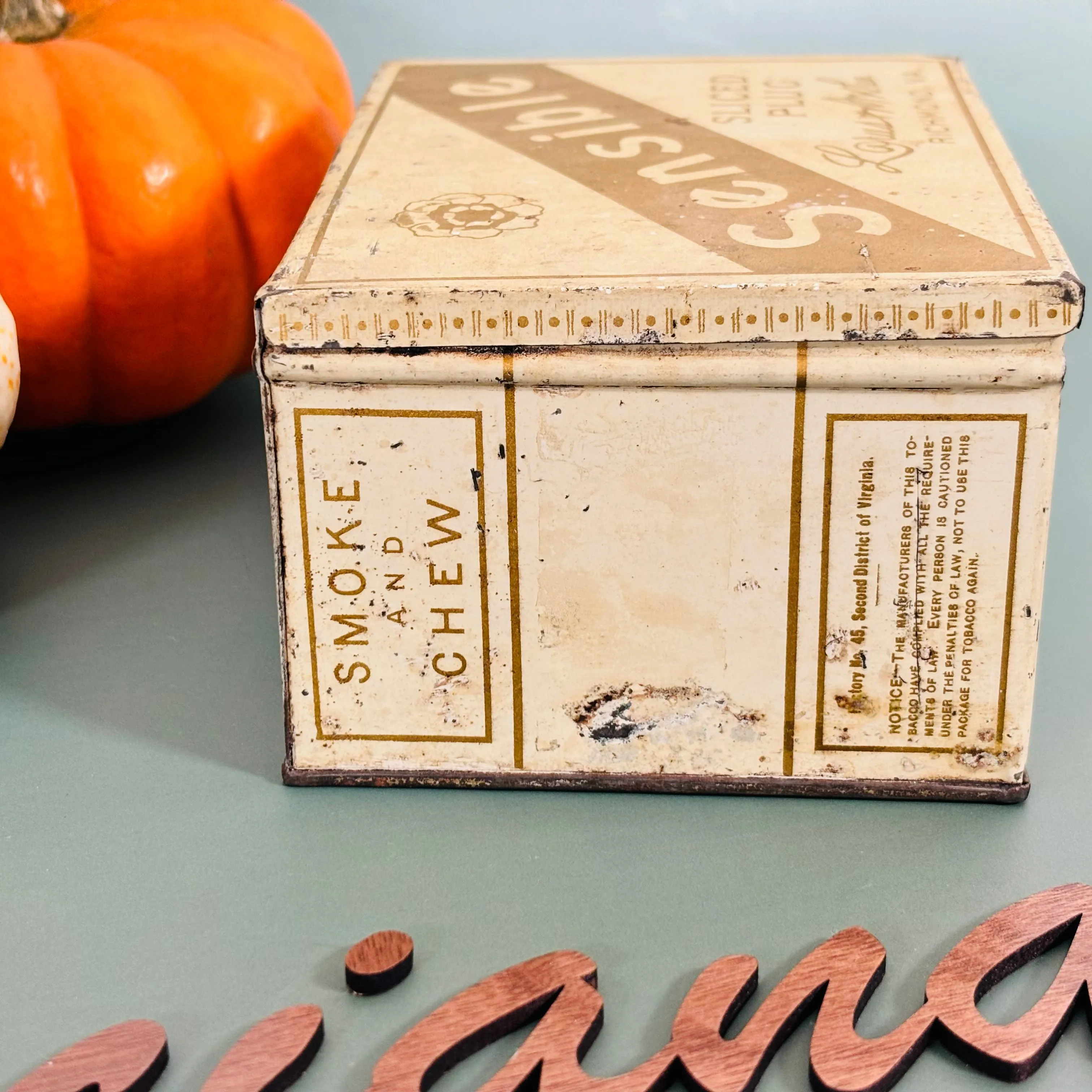Circa Early 1900's Tobacciana -  Sensible Sliced Plug Tin - Larus and Bro. Co