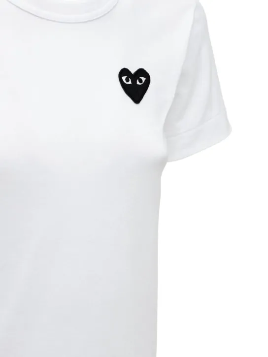 Comme des Garçons Play   Embroidered heart cotton t-shirt 