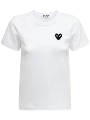 Comme des Garçons Play   Embroidered heart cotton t-shirt 