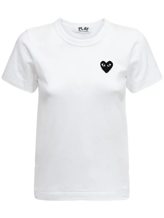 Comme des Garçons Play   Embroidered heart cotton t-shirt 