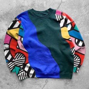 Contrasting street stitching fashion round neck long-sleeved sweater