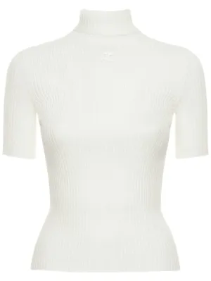 Courreges   Knit viscose blend logo top 