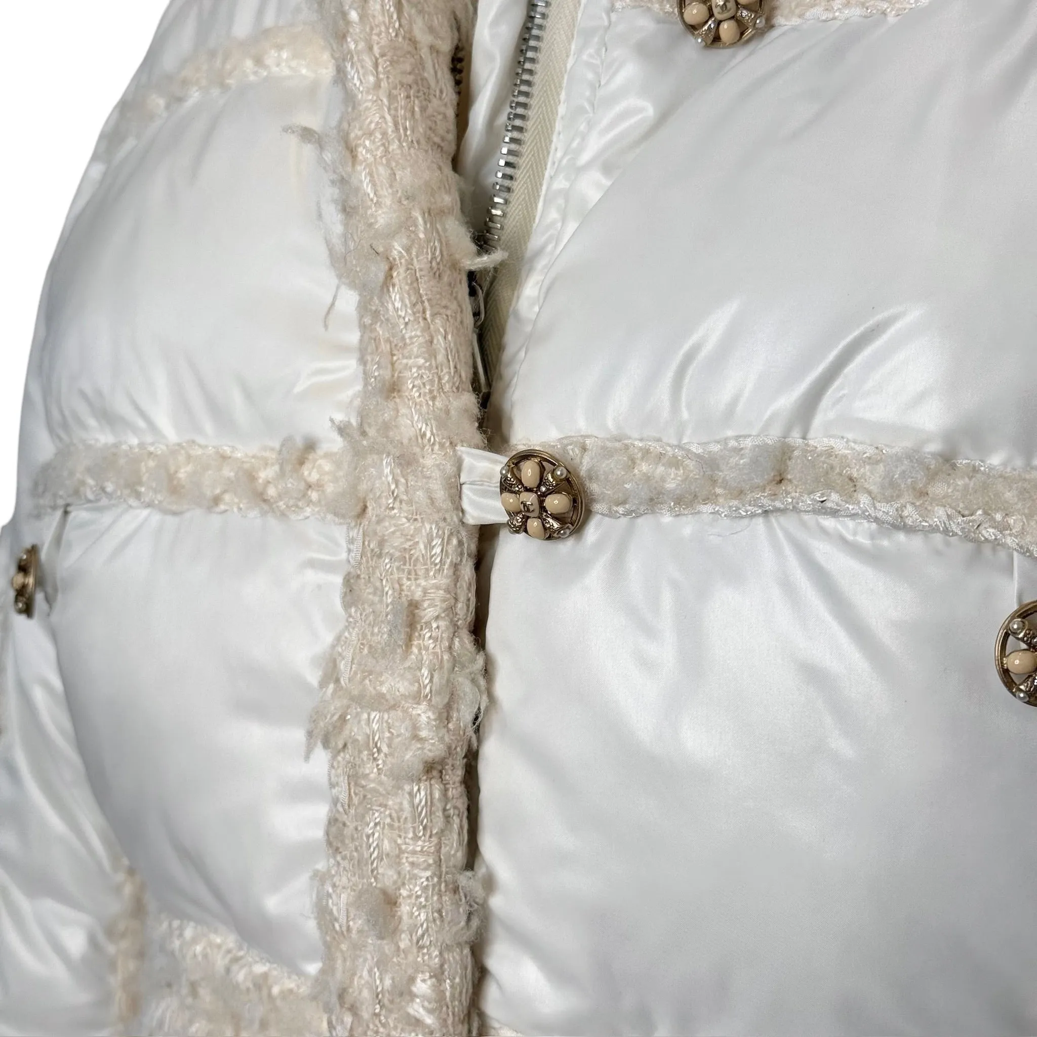 Cream Logo Puffer Jacket - XS