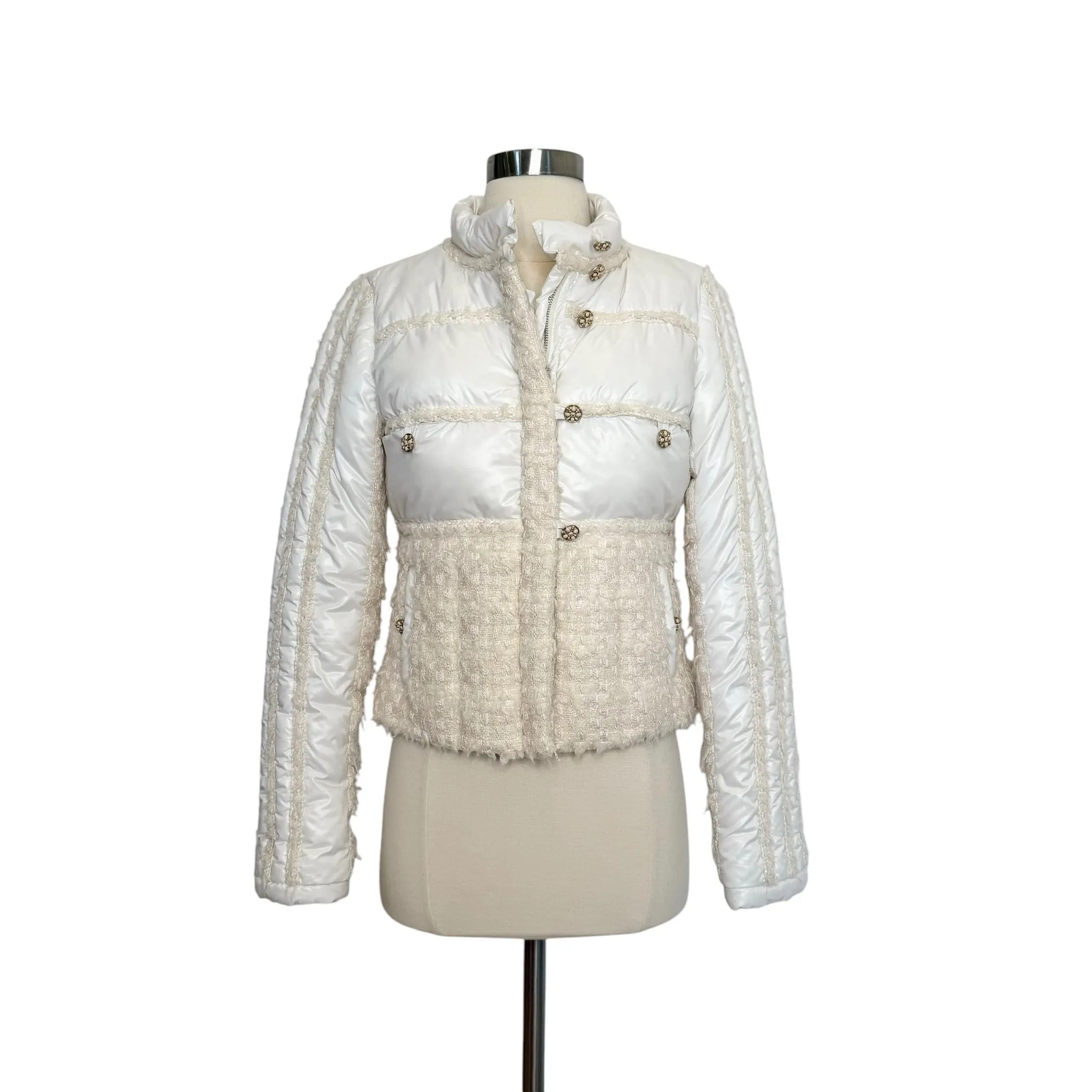 Cream Logo Puffer Jacket - XS