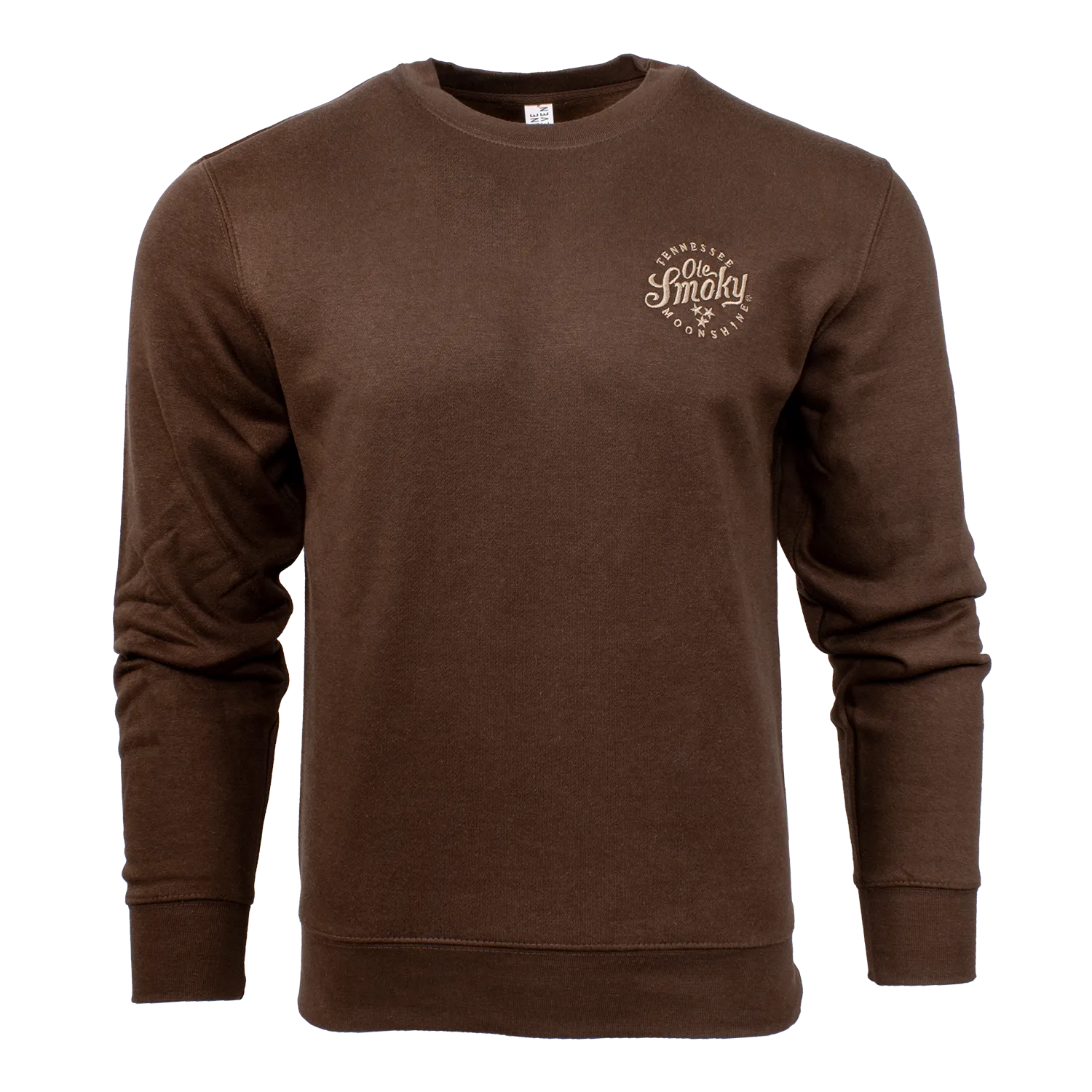 EMBROIDERED FLEECE CREWNECK - CHESTNUT