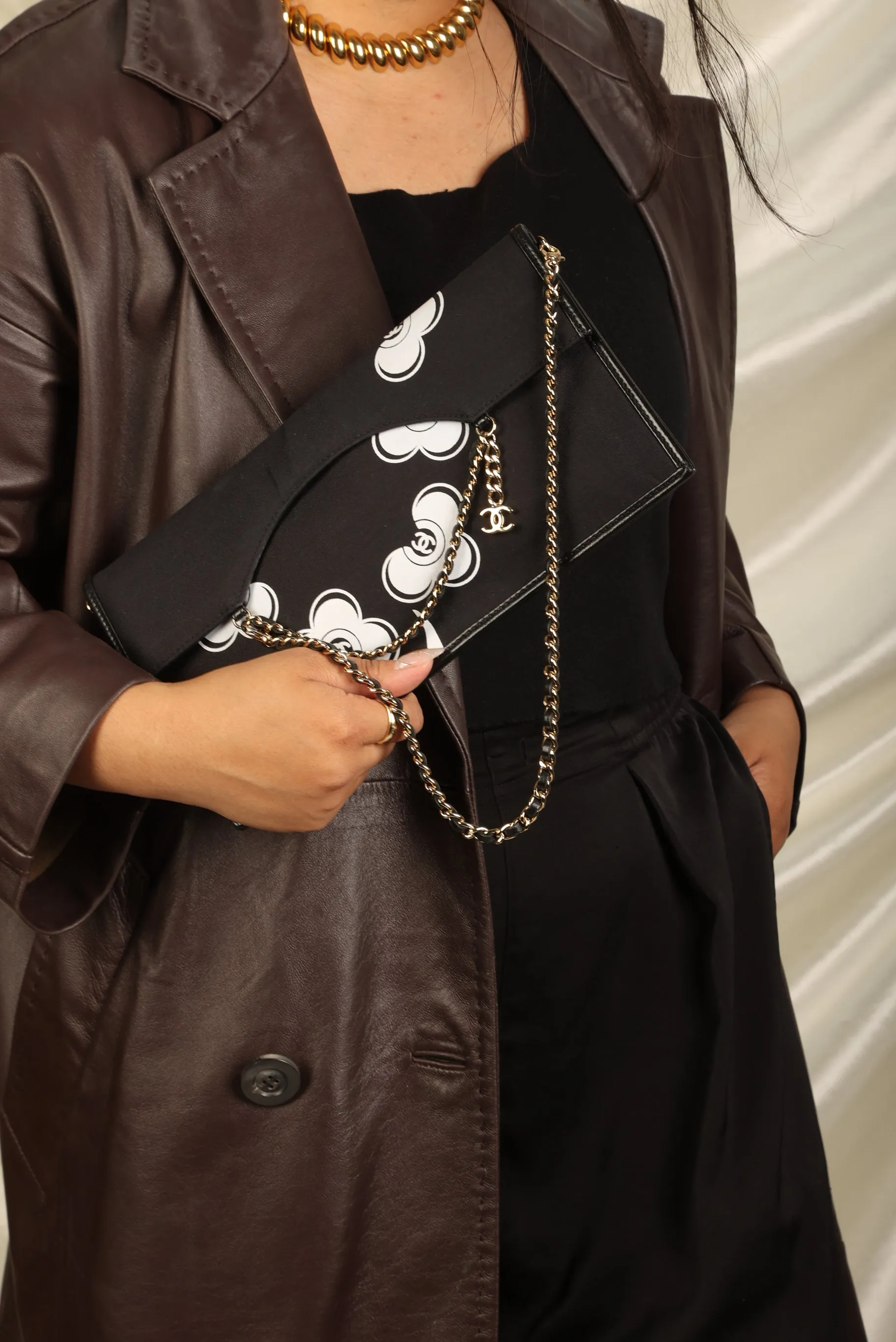 Extremely Rare Chanel Camellia CC Chain Pochette