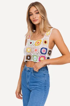 Floral Cropped Crochet Top