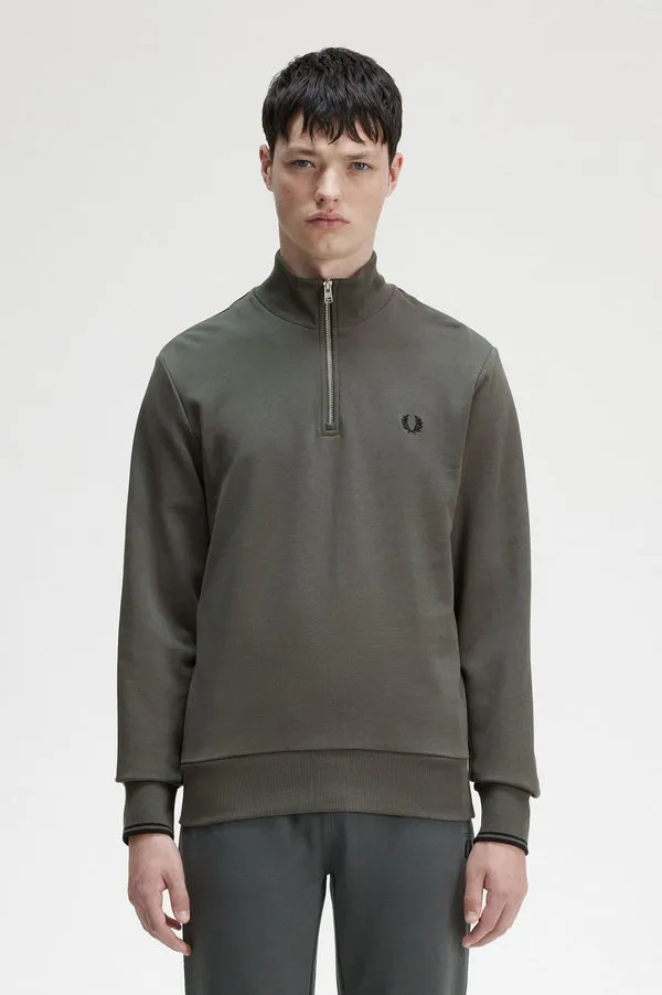 Fred Perry Half Zip Sweatshirt - Field Green