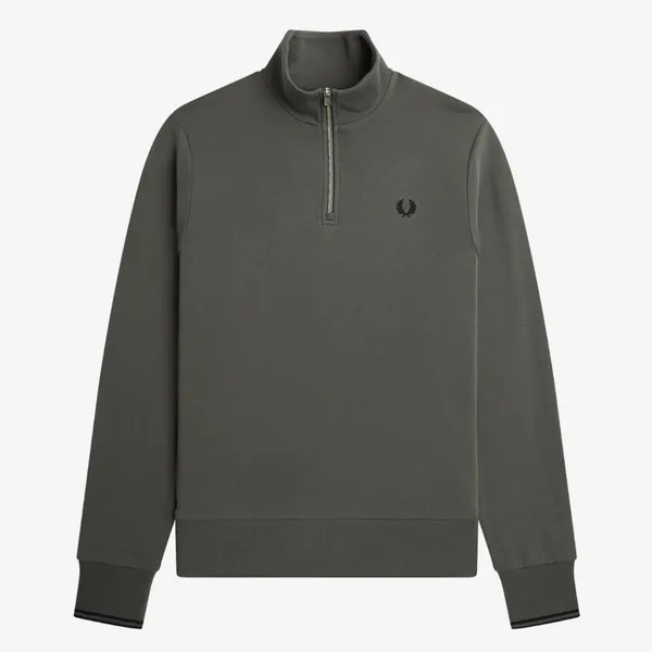 Fred Perry Half Zip Sweatshirt - Field Green