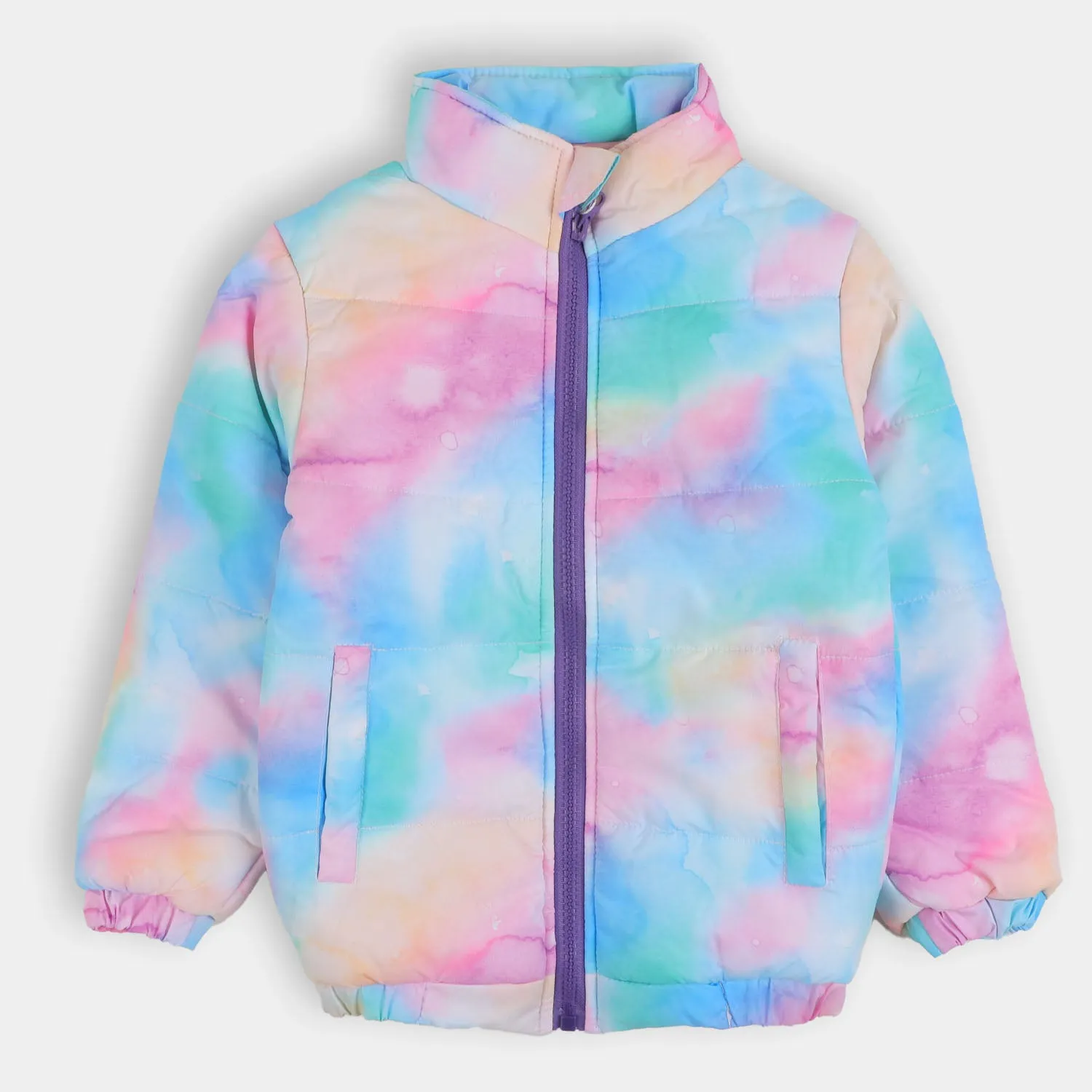 Girls Puffer Jacket Rainbow  - TIE DYE