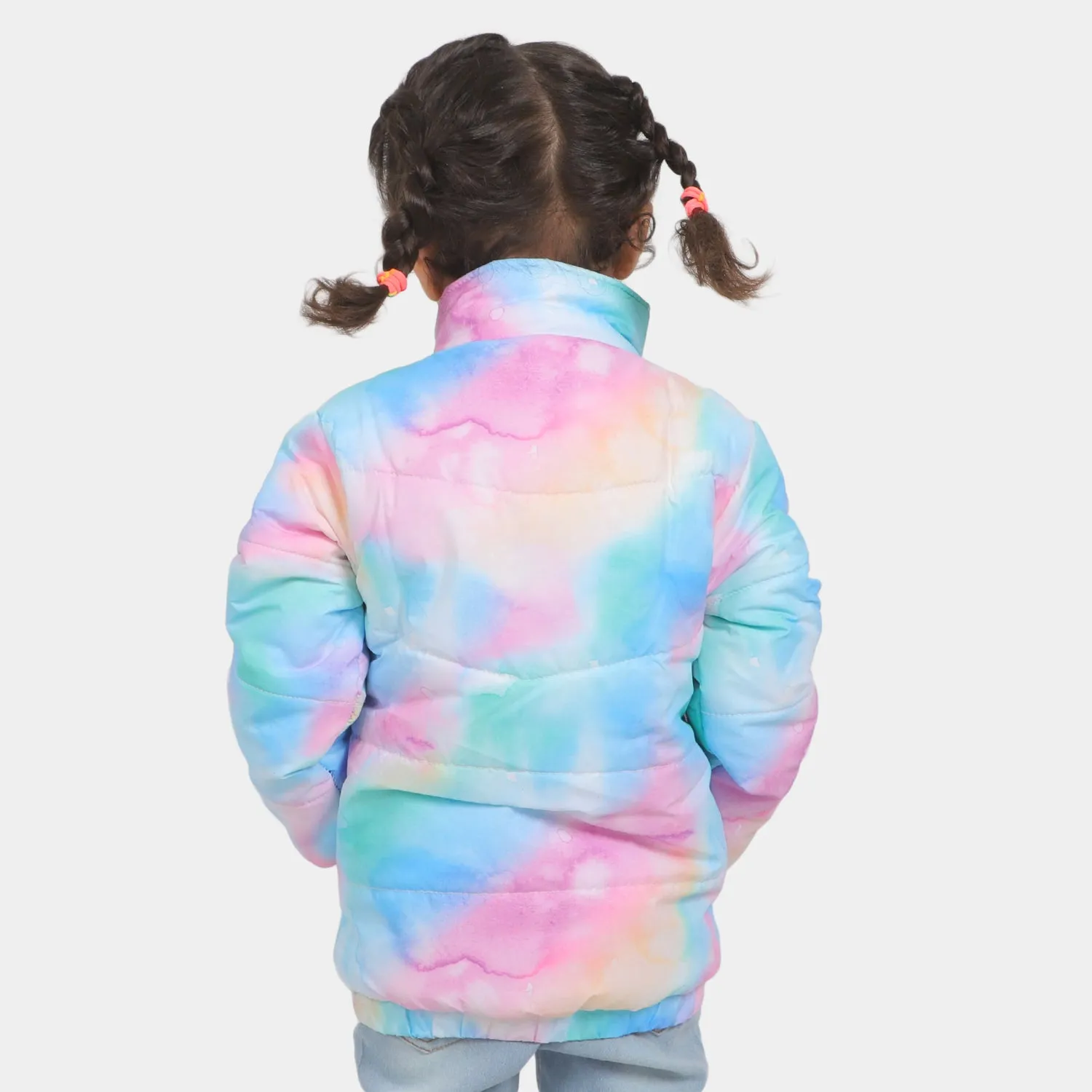 Girls Puffer Jacket Rainbow  - TIE DYE