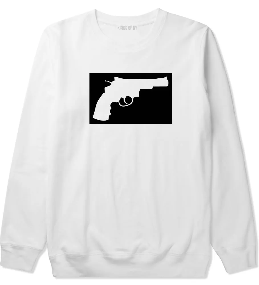 Gun Silhouette Revolver 45 Chrome Crewneck Sweatshirt