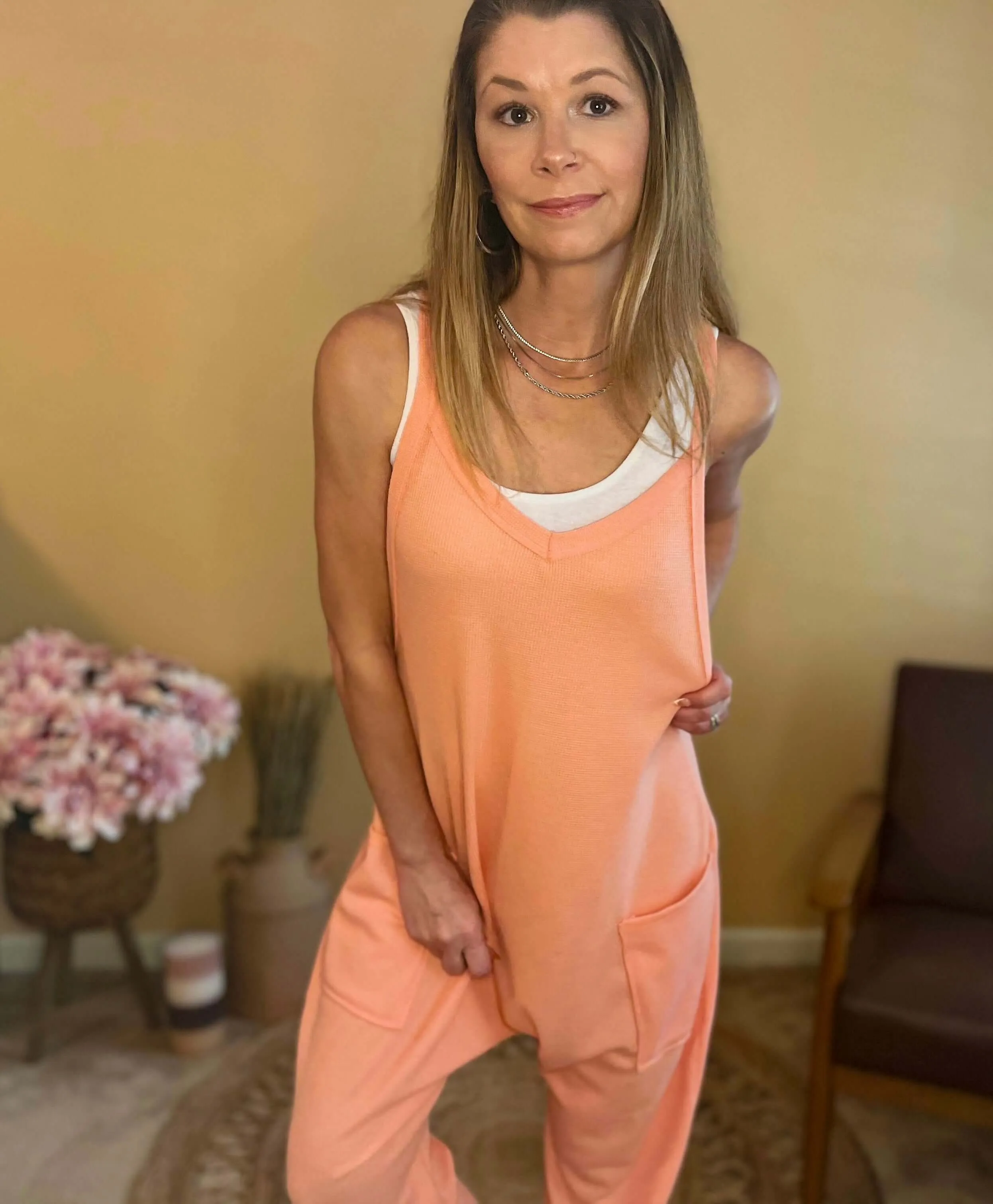 Harmony Harem Jumpsuit - Coral