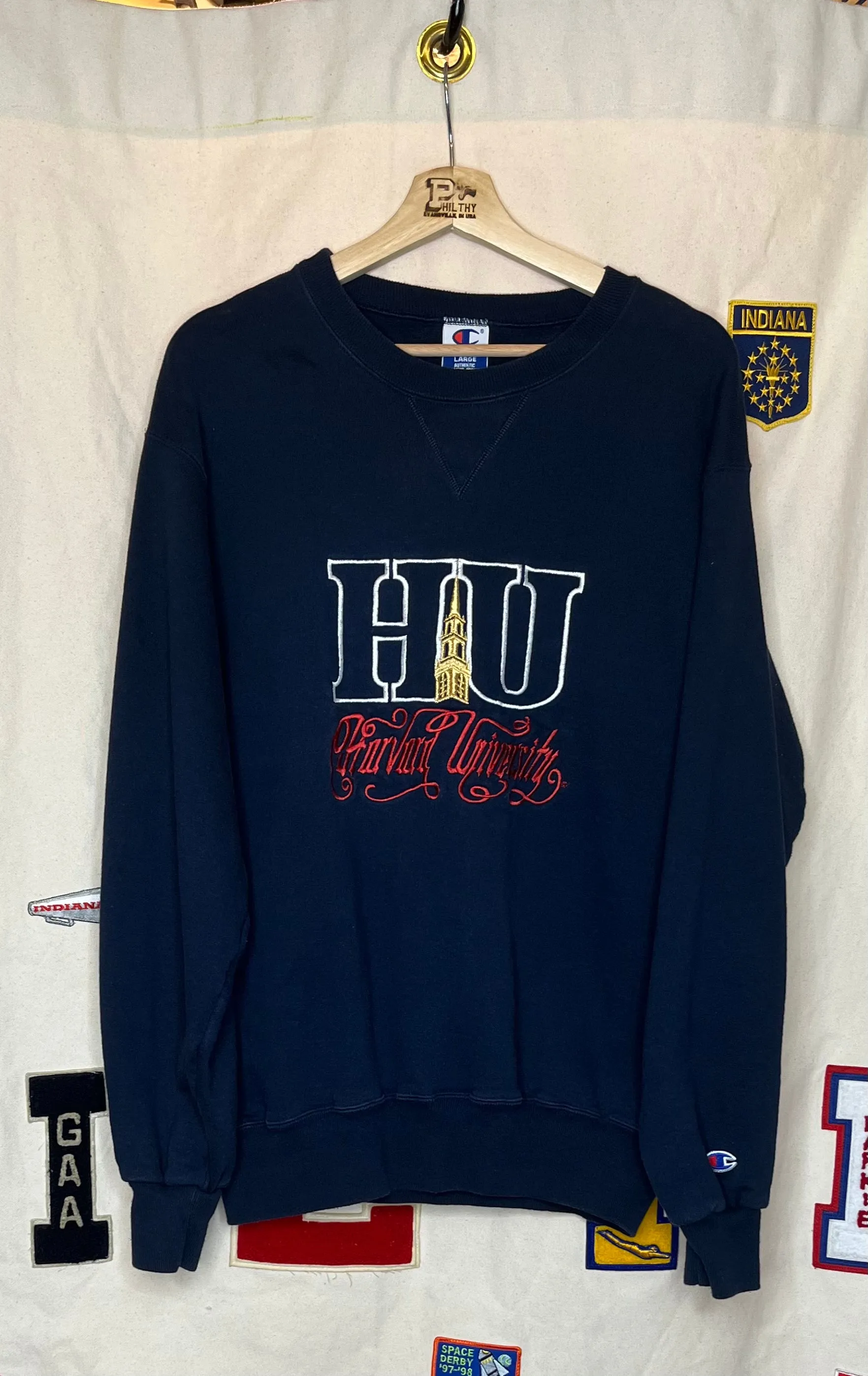 Harvard University Champion Embroidered Crewneck: L